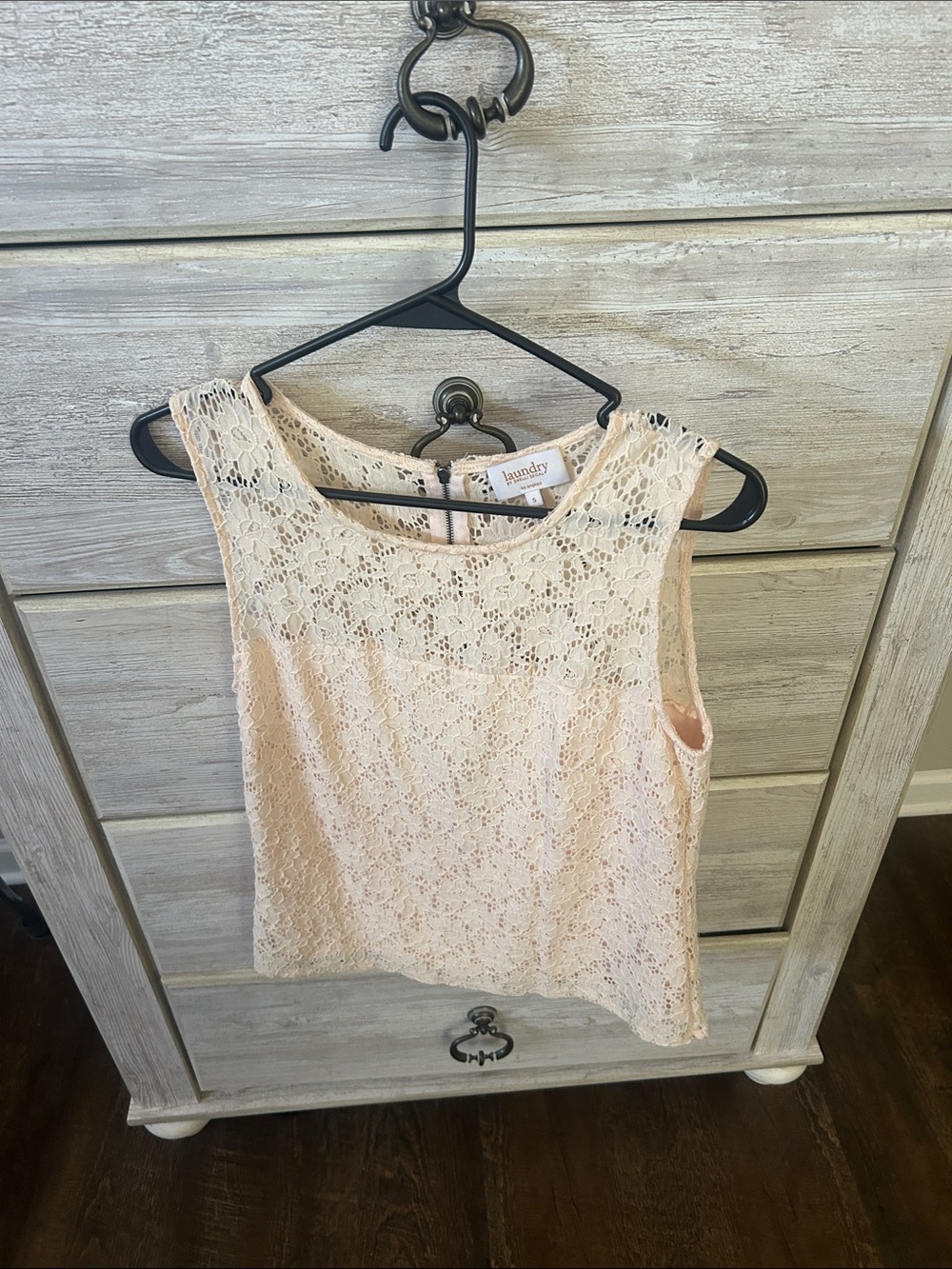Women’s Laundry By Shelli Segal Sz S Blush Cream Lace Sleeveless Top Worn Once